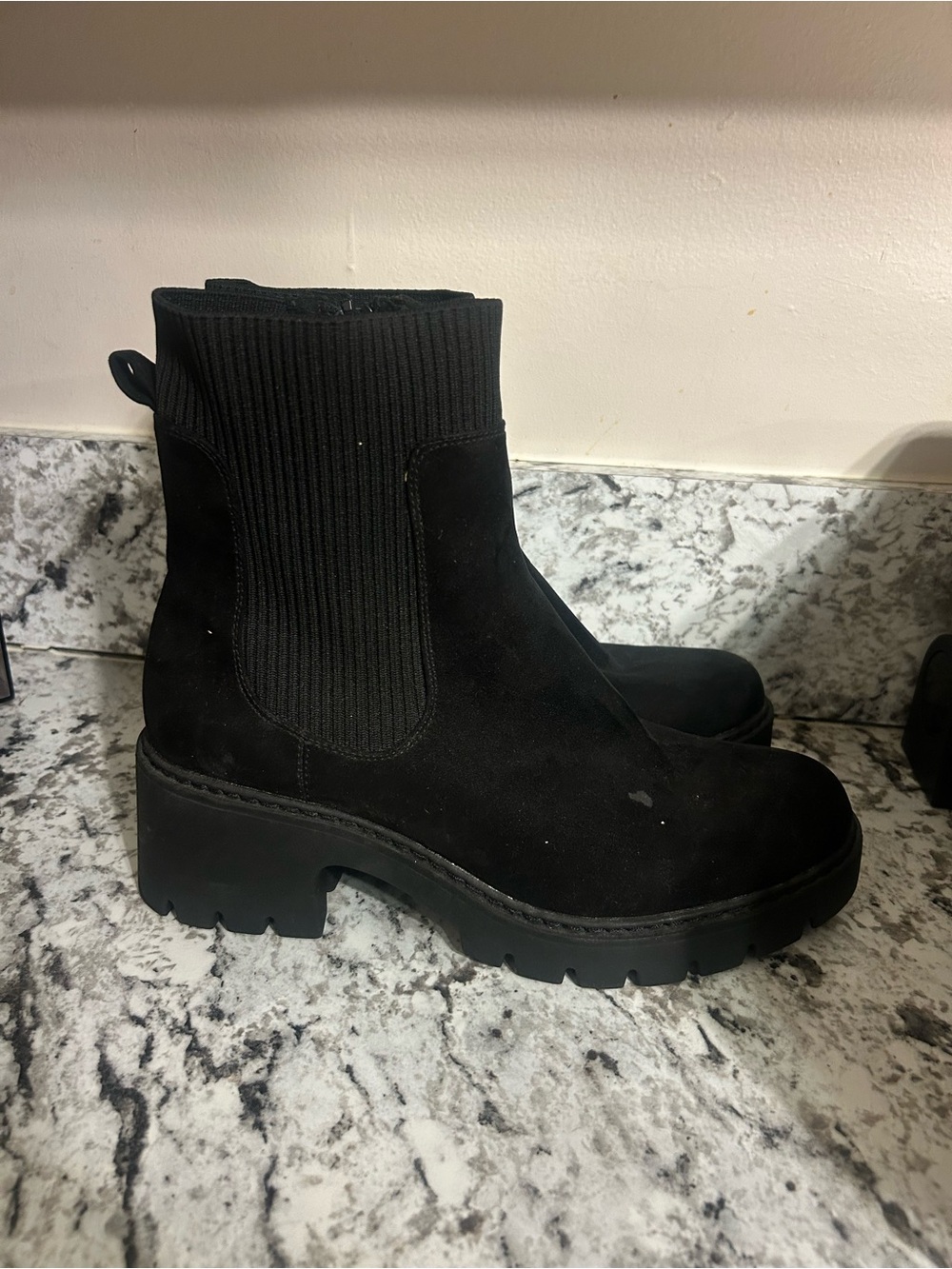 No Boundaries Black Chunky Chelsea Ankle Boots